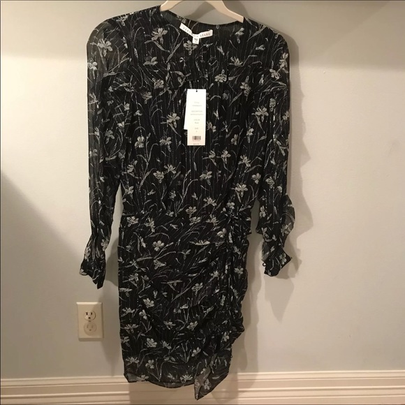 veronica beard black ruched dress